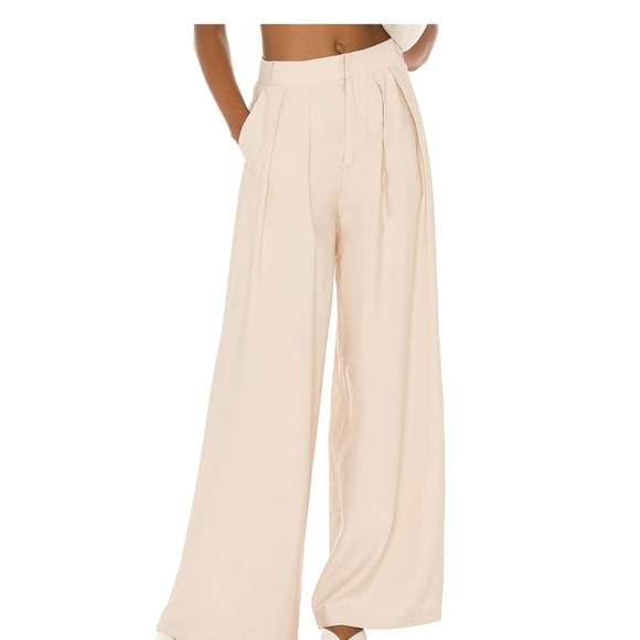 SNDYS REVOLVE Hills Pant Elegant Cream Wide-Leg Linen Pants - Picture 2 of 7